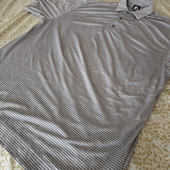 FJ Foot Joy Mountain Vista Golf Polo Striped MOUNTAIN VISTA Shirt Men's Large - Picture 2 of 8